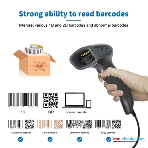 Luckydoor-Handheld Scanner K-625RB, Barcode Reader, 1D, 2D, Wireless Module (1Y)